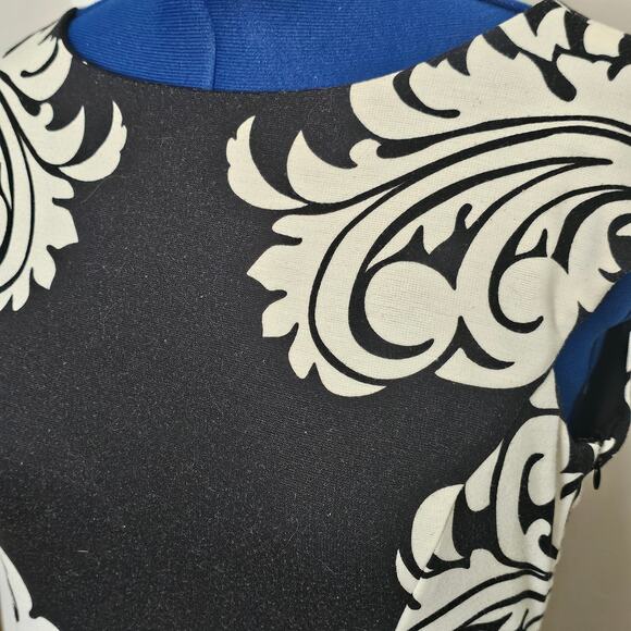 Maggie London Black and White Print Spandex Dress Size 14 - Picture 3 of 8